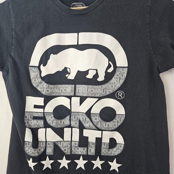 Ecko Unltd T Shirt Mens Medium Black Short Sleeve Graphic Logo Top Rhino - Picture 6 of 9